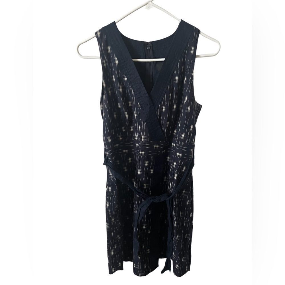 J Crew IKat Dark Blue Faux Wrap Dress Size 2